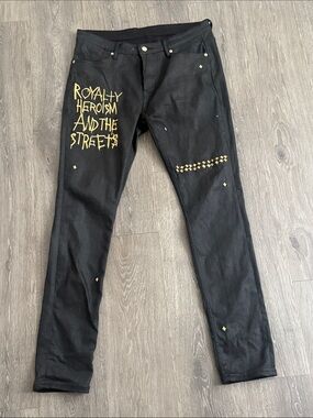 KSUBI Black Jeans with Gold Painted Script